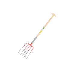 Riek met steel 90 cm 5-tands met veer rood mestvork