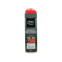 Wegenverfspuitbus bouwmarker rood 500 ml 180 graden inclusief veiligheidskap
