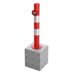 Anti parkeerpaal model 90 DS rood/wit met discusslot en poer