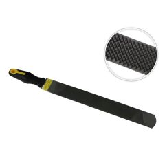 Rasp pvc extra zware kwaliteit met handvat geel/zwart 47,5 cm