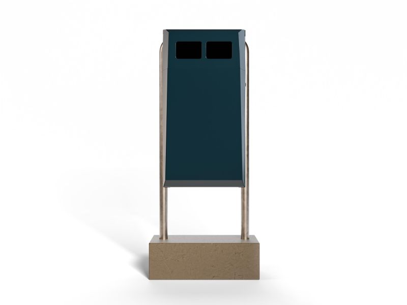 Afvalbak Collect 75 L met poer en staander blauw RAL 5011