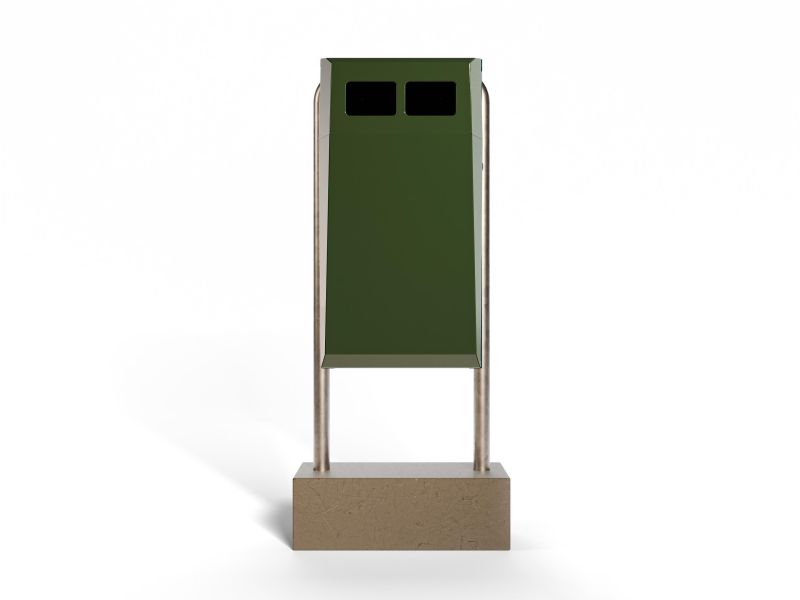 Afvalbak Collect 75 L met poer en staander groen RAL 6009