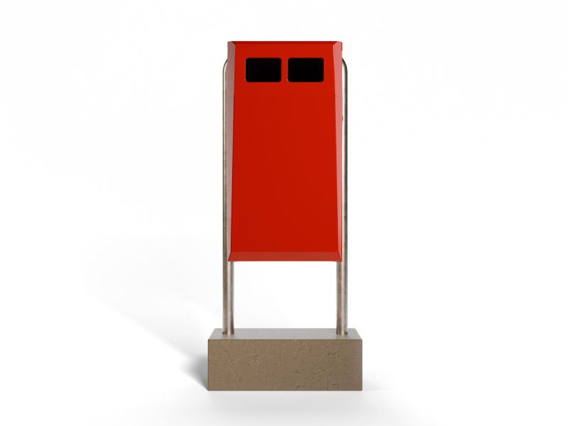 Afvalbak Collect 75 L met poer en staander rood RAL 3000