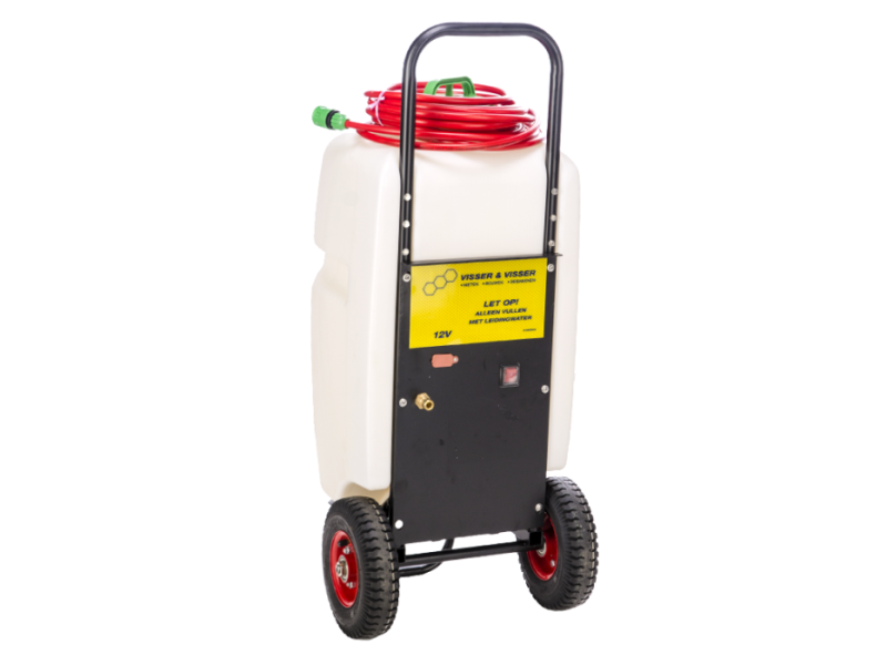 Waterdruktank 35 L op accu met oplader en wielstel