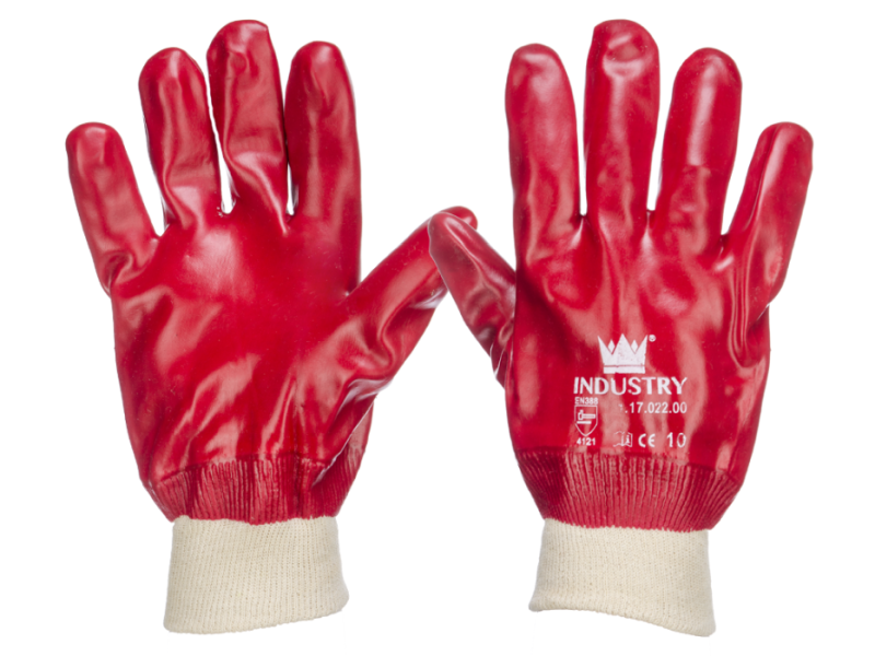 Handschoen PVC rood type 1171 dichte rug