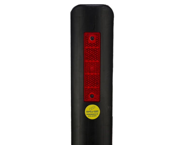 Bermpaal type Harpoen zwart met 2 reflectoren rood/wit