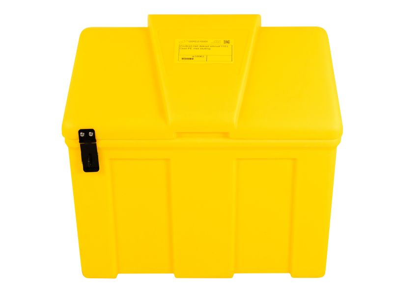 Zoutkist met deksel inhoud 110 L Geel PE met sluiting
