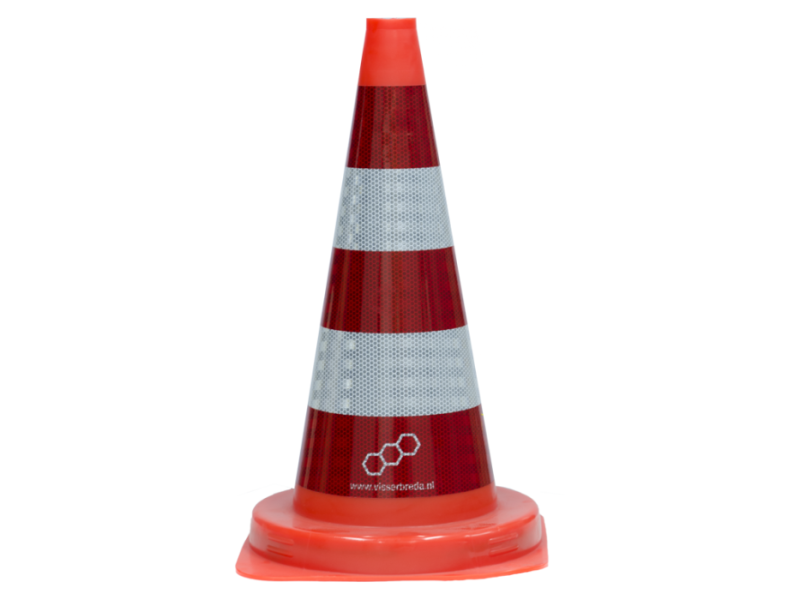 Verkeerskegel rood/wit kl III RWS Molan uit een geheel 50 cm