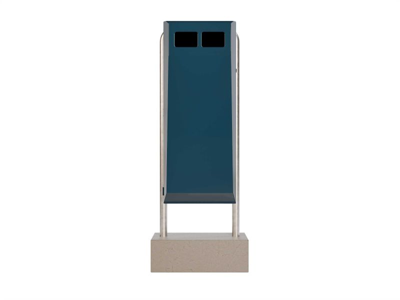 Afvalbak type Collect 100 L incl. verdeler poer en staander blauw RAL 5011