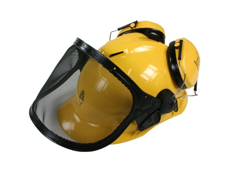 Helm met combi-kit Peltor gehoorbeschermer + vizier
