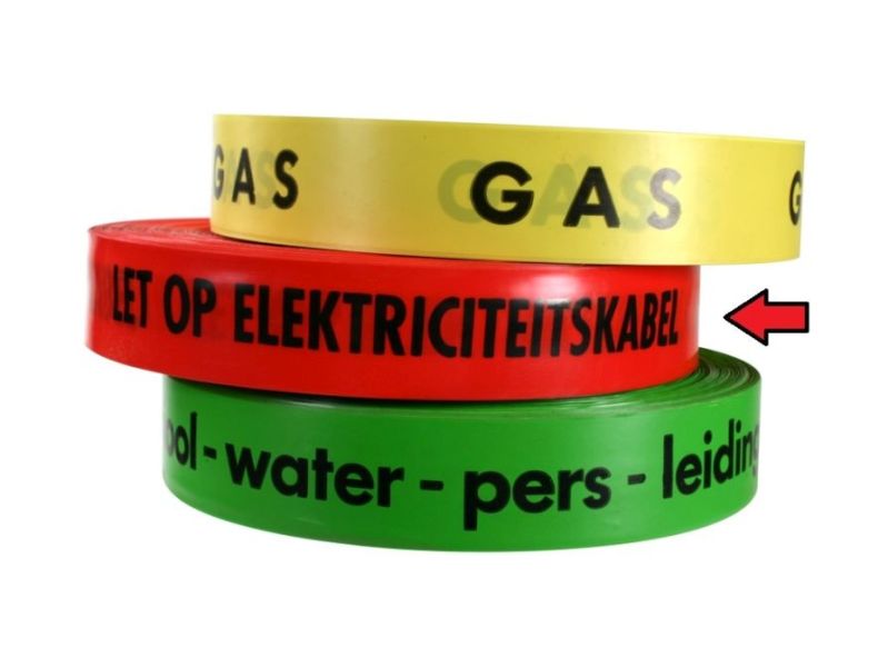 Waarschuwingsband per rol: LET OP ELECTRICITEITSKABEL