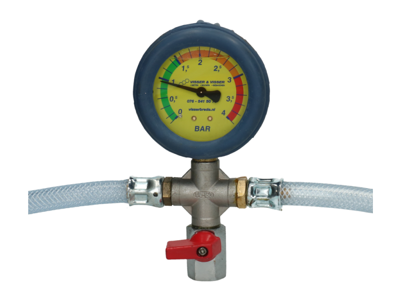 Rioolafsluiterslang met manometer en toebehoren