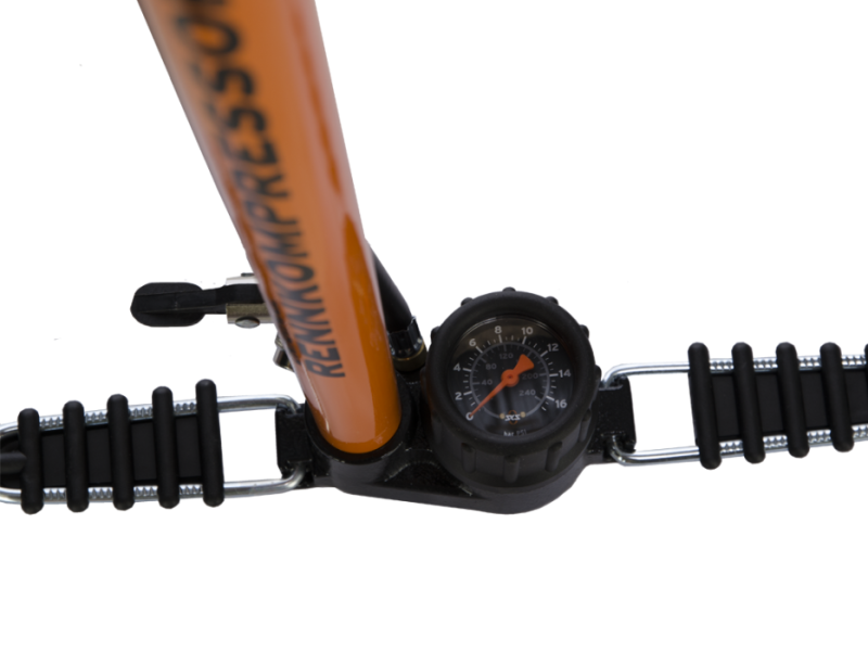 Luchtpomp met manometer oranje