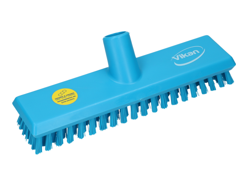 Bezem 27 cm hygiene HACCP blauw met waterdoorvoer