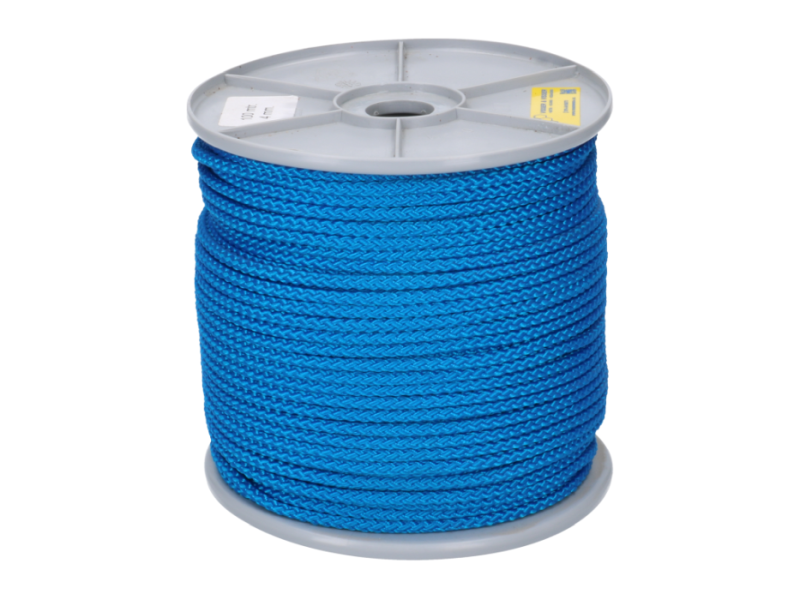 Koord gevlochten per rol 100 m x 4 mm blauw