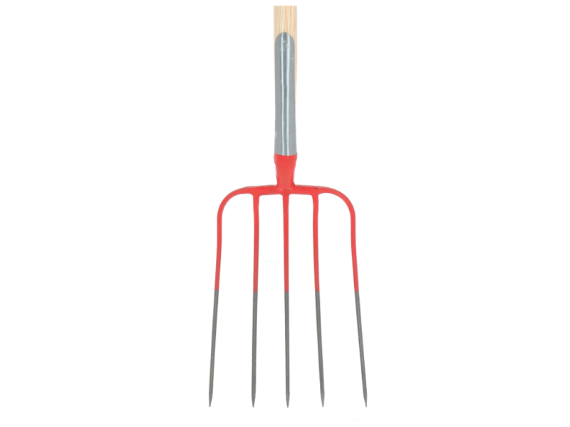 Riek met steel 90 cm 5-tands met veer rood