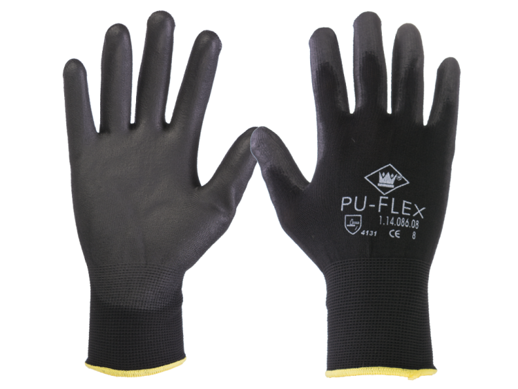Handschoen PU-flex nylon zwart Cat.2 maat 8/M