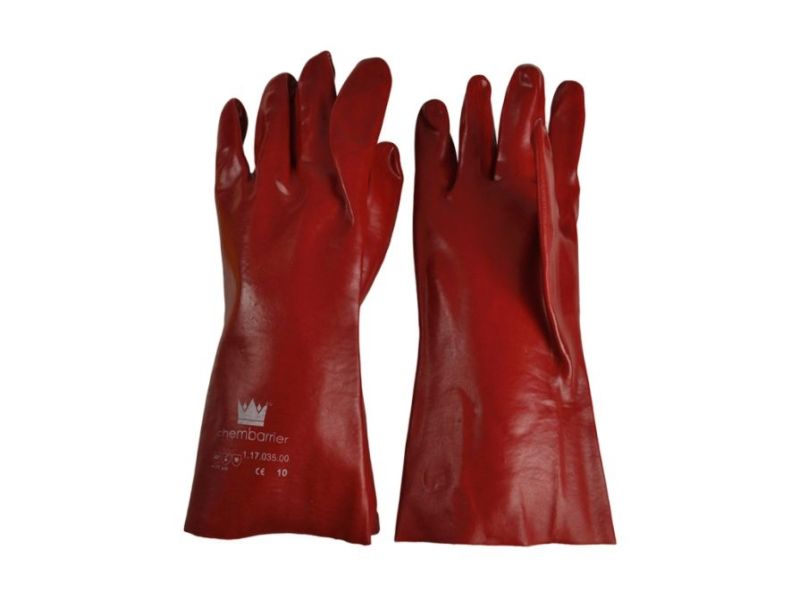 Handschoen PVC rood lengte 35 cm