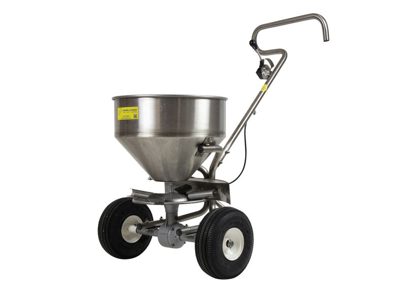Zoutstrooier metaal RVS bak/ RVS onderstel 32 L