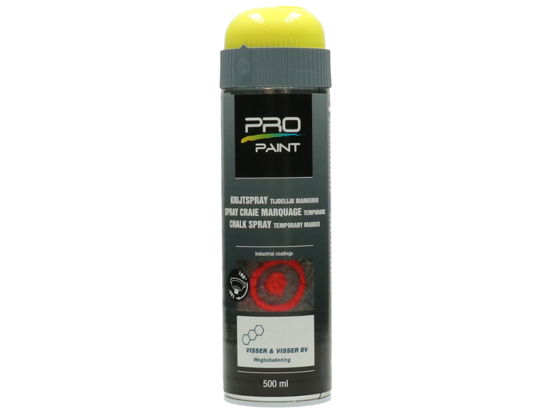 Wegenverfspuitbus 500 ml Pro-Paint krijtspray geel