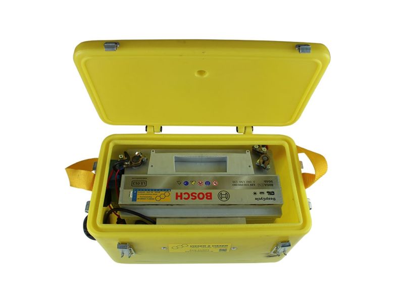 Powerbox geel voor actiescherm met 220 V oplader