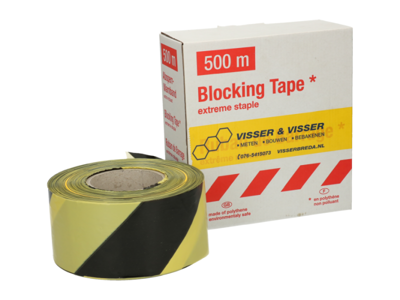 Afzetband geel/zwart per rol 500 m