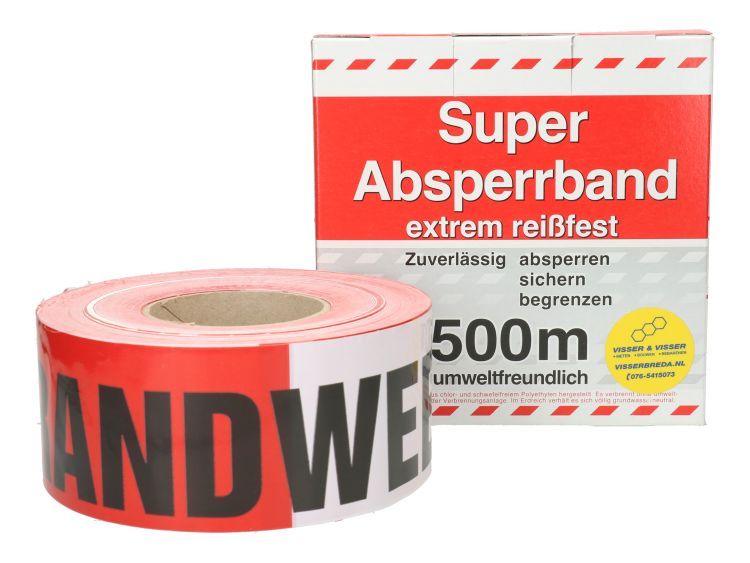 Afzetband rood/wit per rol: BRANDWEER