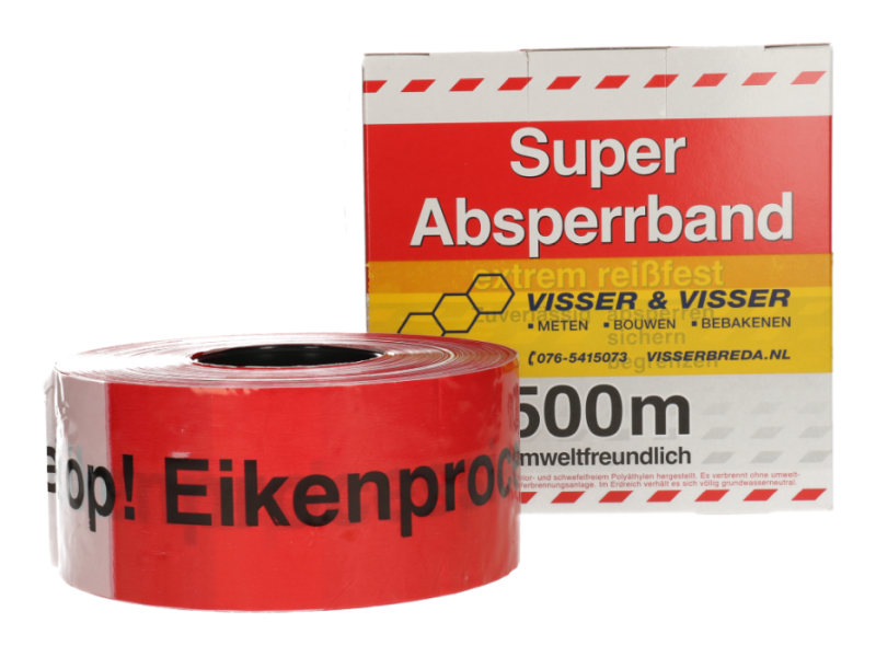 Afzetband rood/wit per rol: LET OP! EIKENPROCESSIERUPS