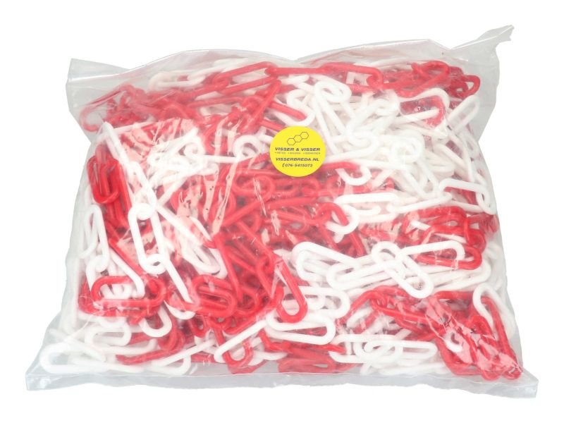 Afzetketting pvc rood/wit 6 mm per 30 meter