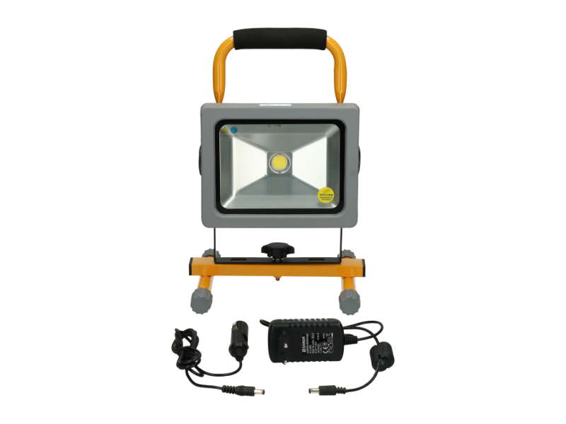 Bouwlamp LED 20 W geel oplaadbaar met losse accu 12V/24V