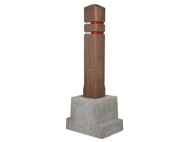 Anti-parkeerpaal Azobé 80 cm wegneembaar met poer