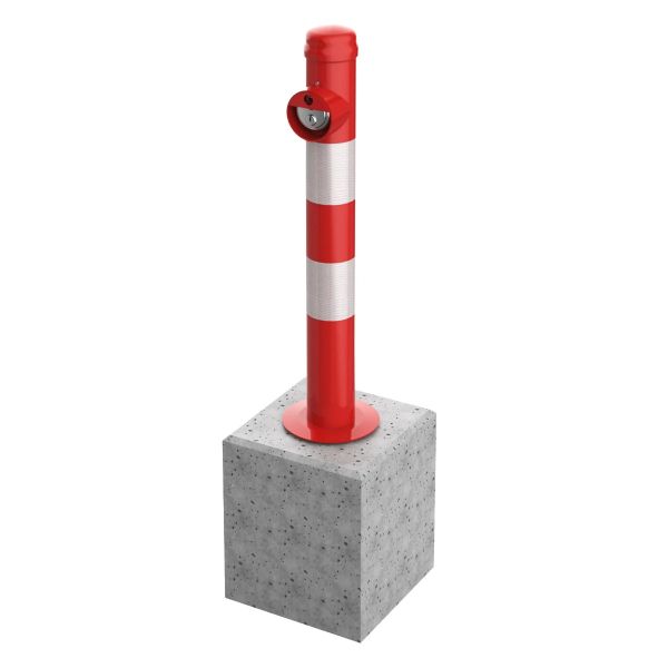 Anti parkeerpaal model 90 DS rood/wit met discusslot en poer