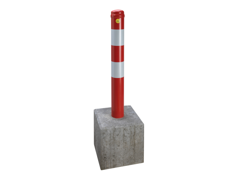Anti-parkeerpaal model 90 rood/wit vast Ø 90 mm met poer