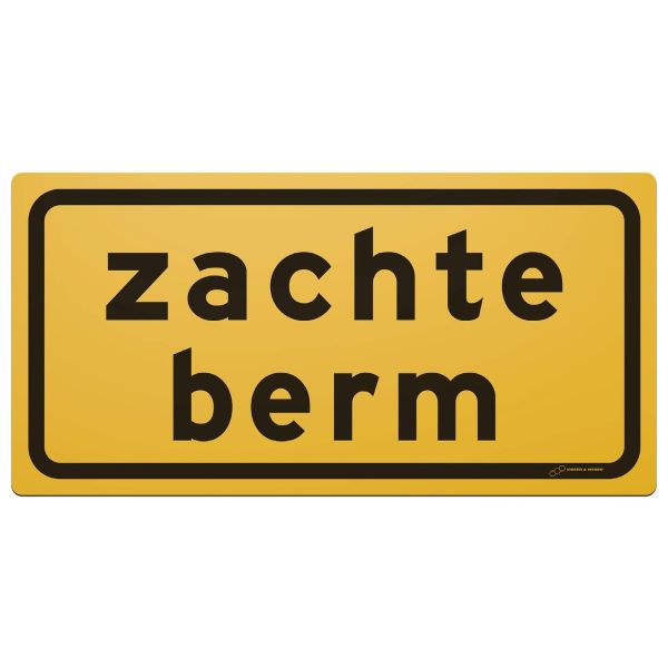 Tekstbord pvc 60x30 cm geel met tekst: Zachte berm