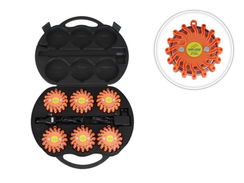 Knipperlampset Rotor Lights oranje oplaadbaar in koffer