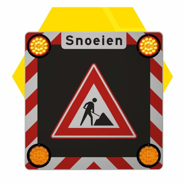 Actiescherm vast met 4 LED-lampen 12V 80x80 cm + tekst: Snoeien