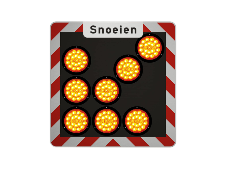 Actiescherm vast met LED-pijl 12V 80x80 cm + tekst: Snoeien