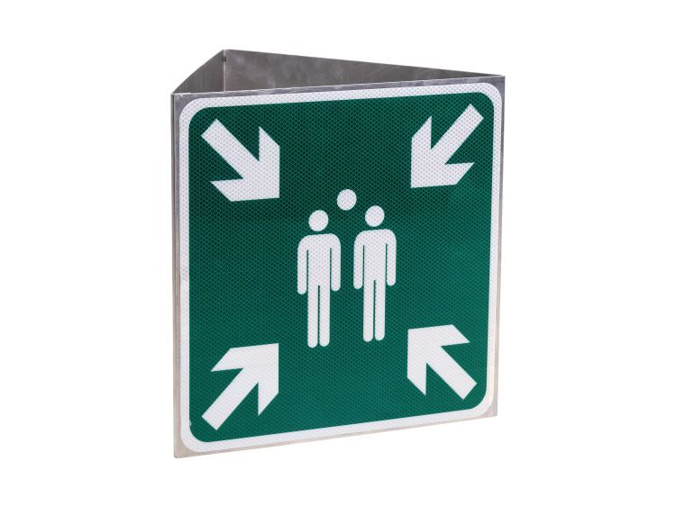 Pictogrambord verzamelplaats a/r3/driezijdig 40x40cm incl. beugel