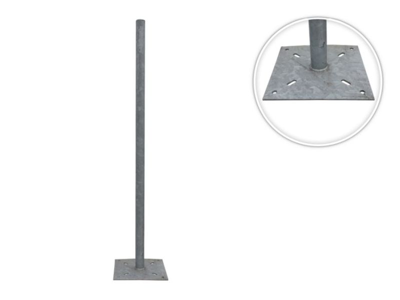 Verkeersbordbuispaal 132 cm lengte met voetplaat 28x28 cm