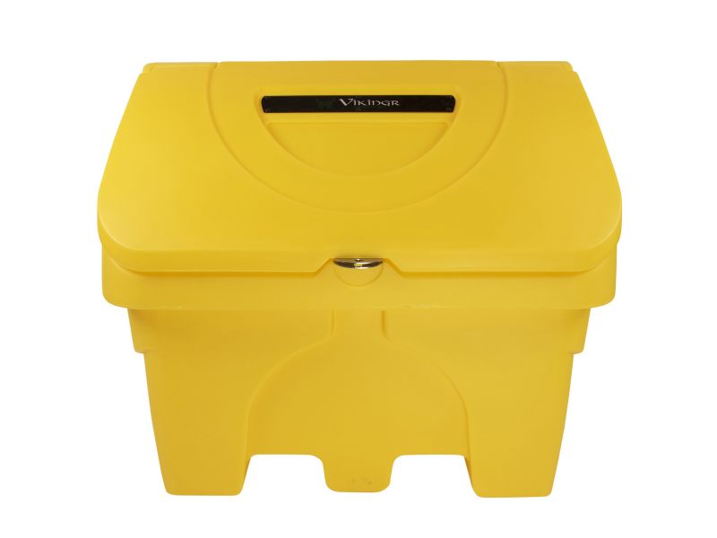 Zoutkist met deksel inhoud 200 L Geel PE met sluiting