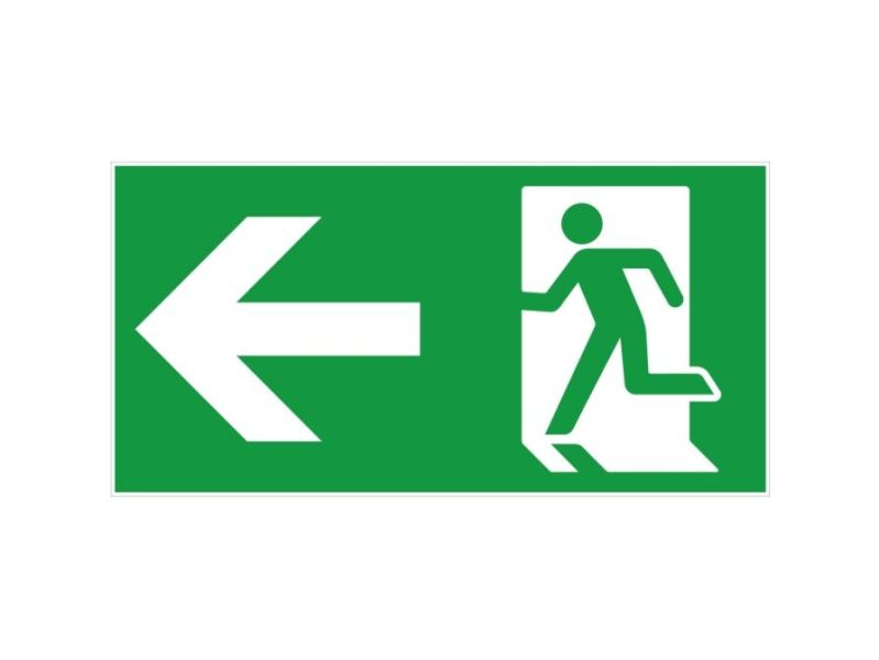 Pictogramsticker 30x15 cm Model: vluchtweg links