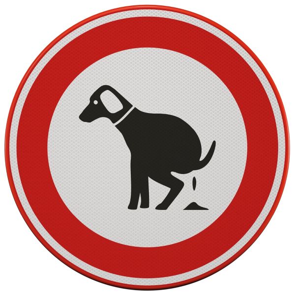 Verkeersbord | Model poepende hond | DOR | Ø40 cm