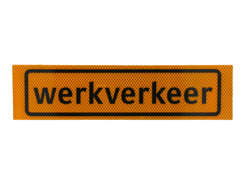 Tekstmagneetplaat WERKVERKEER r3 40x10 cm geel/zwart