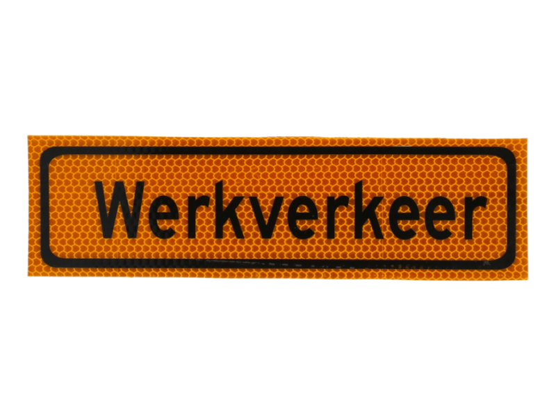 Tekstmagneetplaat WERKVERKEER r3 28x8 cm geel/zwart