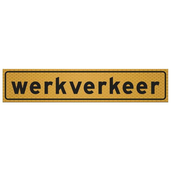 Tekstmagneetplaat WERKVERKEER r3 60x12 cm geel/zwart