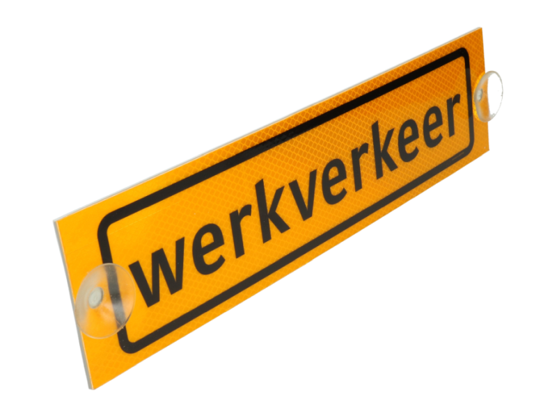 Tekstbord WERKVERKEER r3 met zuignap geel/zwart