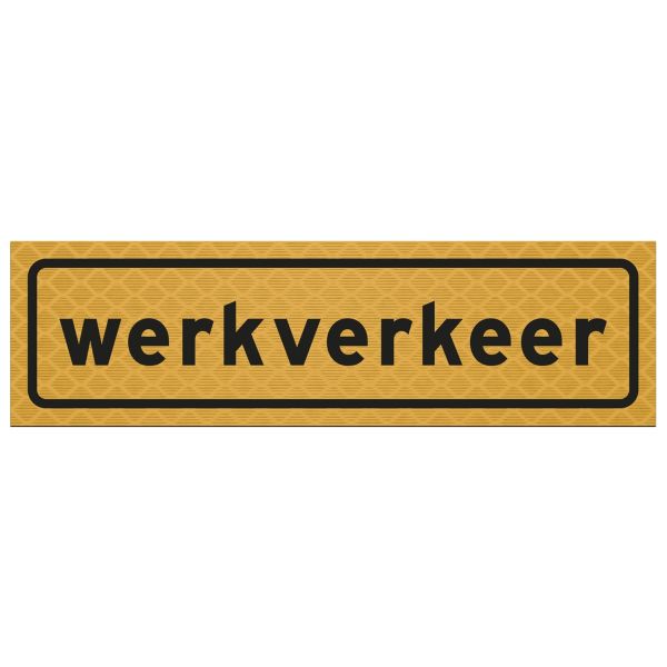 Sticker WERKVERKEER 28x8 cm r3 geel/zwart