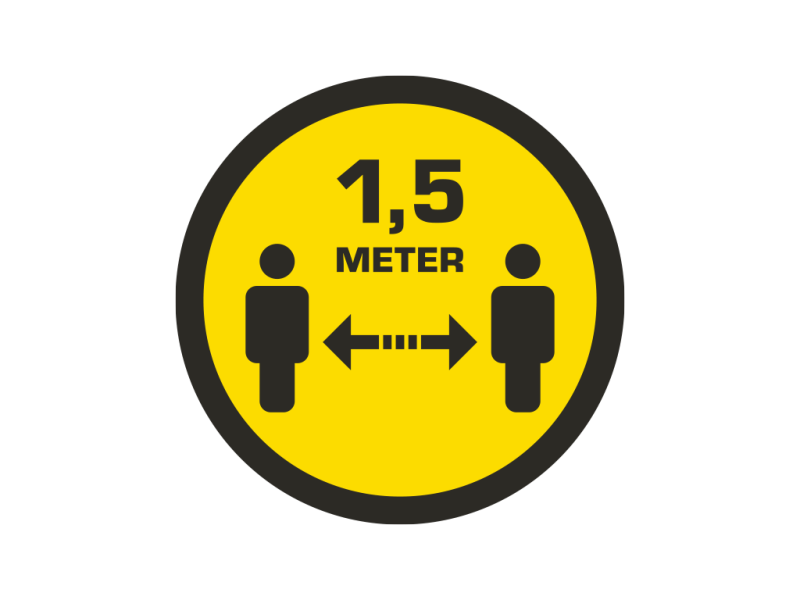 Vloersticker COVID-19 Ø 40 cm 1,5 meter <--- --->
