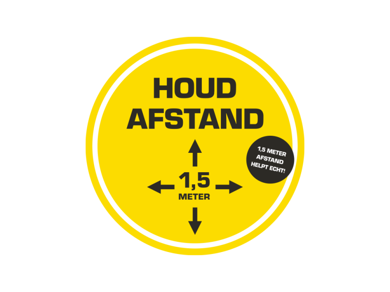 Vloersticker COVID-19 Ø 40 cm 1,5 meter (Houd afstand)