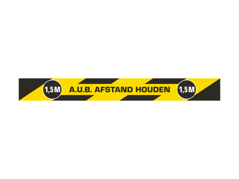 Vloersticker COVID-19 90x10 cm - A.U.B afstand houden 1,5 M